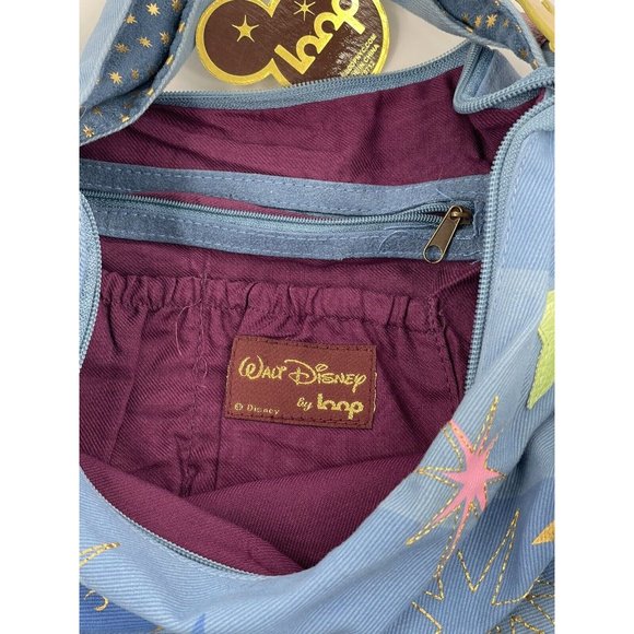 Disney By Loop Tinker Bell Canvas Blue Bag with Shoulder Strap Inside Pockets - Picture 5 of 6